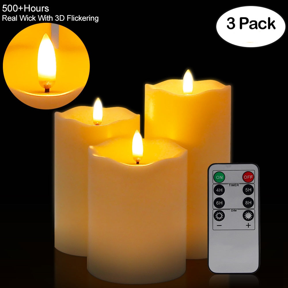 Remote Control LED Flame-less Candle (3pcs)