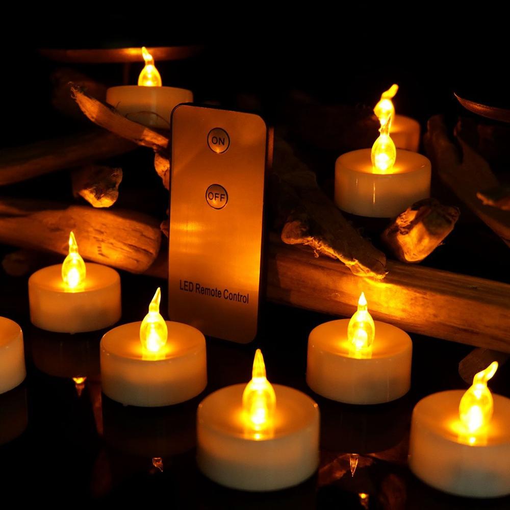 Remote Controlled Flickering Flameless Small Candle (12pcs)