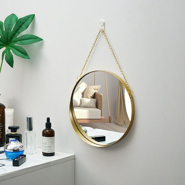 10" Golden Wall Hanging Makeup Mirror CharaDecor