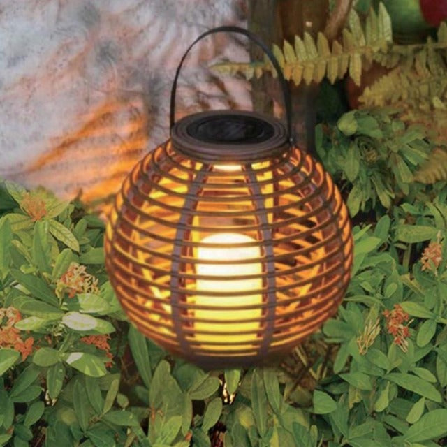 Rattan Portable Lantern Shaped LED Waterproof Solar Outdoor Lights